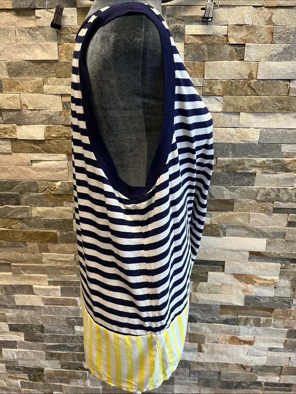 kate spade Navy, White & Yellow Striped Sleeveless Tank